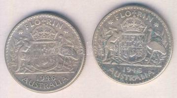Ausztrália 1946. 1Fl Ag (2x) T:3 Australia 1946. 1 Florin Ag (2x) C:F