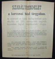 1884 Szabályrendelet a korcsmai hitel tárgyában falragasz