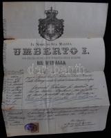 cca 1890 Olasz útlevél / italian Passport