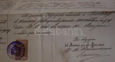 cca 1890 Olasz útlevél / italian Passport