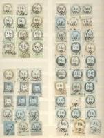 1850-1880 57 db magyar okmánybélyeg, benne 12 CM-es / Hungarian document stamps with 12 CM pieces