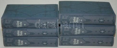 Friedrich Schiller: Werke I-VI. Bde. Hrsg. v. Robert Boxberger. Berlin, 1912, G. Grote'sche Verlagsbuchhandlung. Kiadói félvászon kötésben (a tábla egy-egy köteten sérült), jó állapotú /  Original half-linen binding (some volumes' board is injured), good condition