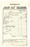 1856 Arany Sas szálloda számla (számolat)