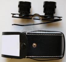 Látcső szemüveg 2,8×28 fókusz, állítható, új bőr tokban, újszerű állapotban, Japán gyártmány