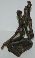 Majoros István (1962): Szenvedély, bronz kisplasztika bronz talapzaton, jelzett, 17x10x7cm
