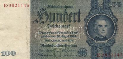 Német 3. Birodalom 1935. 100M "E/F/G" (4x) T:II-,III
German Third Reich 1935. 100 Mark &qu...