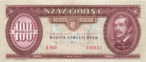 1992. 100Ft (3x) egymás utáni alacsony sorszámmal! T:I