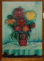 Herczeg Márton: Virágcsendélet, olaj, farost, jelzett, 58×40 cm