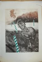Balla Atilla (1959-): Cím nélkül, rézkarc, papír, jelzett, 63×48 cm