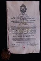 1942 Közgazdász diploma, hibátlan viaszpecséttel
