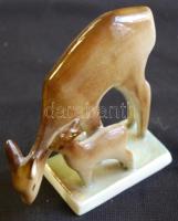 Zsolnay porcelán őz és gidája, hibátlan/ Zsolnay chinaware figure 9 cm