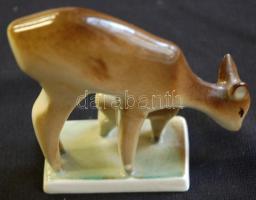 Zsolnay porcelán őz és gidája, hibátlan/ Zsolnay chinaware figure 9 cm