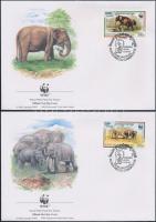 WWF: Maláj elefánt sor 4 db FDC-n, WWF: Malaysian elephants set on 4 FDC