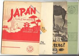 4db utazással kapcsolatos füzet: Cholnoky Jenő: Japán, a felkelő nap országa; Gömöri Endre: A szuezi ügy; Matolcsy Károly: Merre tart az arab világ?; Utazás Szovjet-Közép-Ázsiában és Kazahsztánban