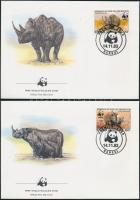 WWF: Keskenyszájú orrszarvú sor 4 db FDC-n WWF: Rhinoceros noir set on 4 FDC