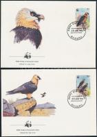 WWF: Gypaetus barbatus set 4 FDC WWF: Szakállas saskeselyű sor 4 db FDC-n