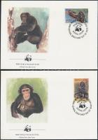WWF: chimpanzees set 4 on FDC, WWF: Csimpánzok sor 4 db FDC-n
