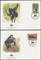 WWF: chimpanzees set 4 on FDC WWF: Csimpánzok sor 4 db FDC-n