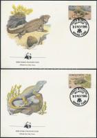 WWF: Rhinoceros iguana set on 4 FDC WWF: Orrszarvú leguán sor 4 db FDC-n