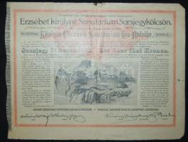 1904 Erzsébet királyné Sanatorium Sorsjegykölcsön öt koronáról