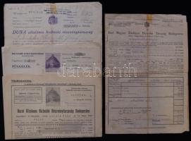 8 darab háború előtti biztosítási okmány