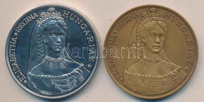 Kelemen Kristóf (1922-) 1987. "MÉE / Erzsébet királyné születésének emlékére" Ni + Br emlékérem pár (d=42mm) T:1