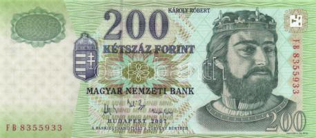 2007. 200Ft "FB" (2x) egymás utáni sorszámmal T:I