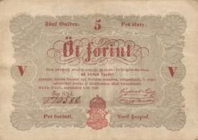 1848. 5Ft "Kossuth bankó" piros T:III