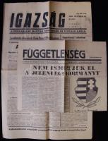 1956 október 28. és 29. Szabad Nép c. folyóirat száma a forradalom híreivel és az új nemzeti kormány tagjainak a névsorával, Nagy Imre rádiónyilatkozatával