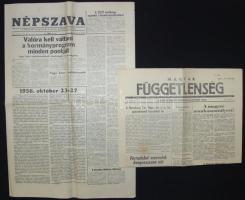 1956 Népszava c. folyóirat október 29. és Magyar Függetlenség c. folyóirat október 31. száma