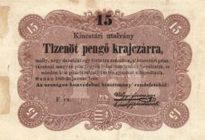 1848-49. Kossuth bankó sor 15Kr + 30Kr + 1Ft + 2Ft + 5Ft piros T:III,III-