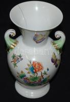 Kézzel festett számozott Viktória mintás jelzett Herendi porcelán váza repedéssel / Handpainted numbered Herend chinaware vase with crack 20cm