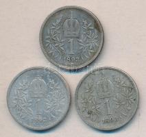 Ausztria 1893. 1K Ag (3x) T:2 Austria 1893. 1 Corona Ag (3x) C:F