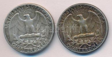 Amerikai Egyesült Államok 1951/62. 1/4$ Ag "Washington" (2x) T:2- USA 1951/62. 1/4 Dollar Ag "Washington" (2x) C:VF
