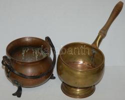 2 db antik réz edény