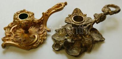 2 bronzírózott vas gyertyatartó / iron candle holders