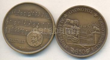 Képíró Zoltán (1944-1981) 1979. MÉE "X. Vándorgyűlése Keszthely/Goldmark Károly" Br emlékérem (42mm) T:1- + Bognár György (1944-) 1984. "MÉE Gyöngyösi Csoport - 650 éves Gyöngyös" Br emlékérem (d=42,5mm) T:1