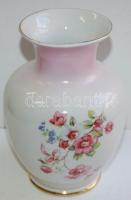 Hollóházi porcelán virág mintás váza, jelzett, hibátlan, 19 cm