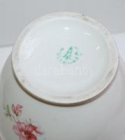 Hollóházi porcelán virág mintás váza, jelzett, hibátlan, 19 cm
