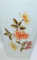 Hollóházi jelzéssel  virágokkal díszített nagyméretű porcelán váza / Hollóházi chinaware vase 31 cm