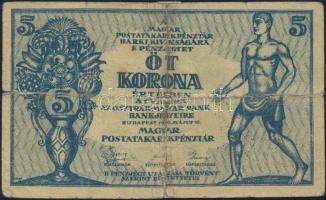 1919. 5K "Osztrák-Magyar Bank..." T:IV ragasztva