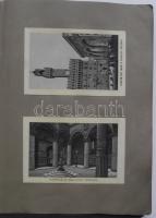 Kopottas plüssborítós, házilag összeállított és dekorált régi album beragasztott litho képekkel olas...