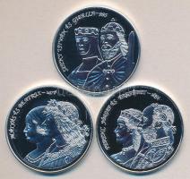 2009. "Királyi Párok" 3db ezüstözött réz nikkel emlékérem eredeti dísztokban (d=38,61mm) "István és Gizella", "Mátyás és Beatrix", "Ferencz József és Erzsébet" T:1 Csak 1000db!
