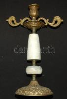 Spiáter gyertyatartó alabástrom betéttel, neobarokk díszítéssel magassága: 27 cm