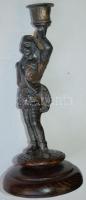 Cca 1890 Ón gyertyatártó pár, két különböző katonai figurát ábrázol fa talapzaton, korának megfelelő...