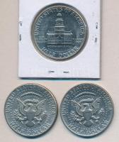 Amerikai Egyesült Államok 1974-1976. 1/2$ "Kennedy" (3xklf) T:2 USA 1974-1976. 1/2 Dollar "Kennedy" (3x) C:XF