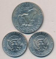 Amerikai Egyesült Államok 1974. 1$ Eisenhower + 1977-1980. 1/2$ Kennedy (2x) T:2 USA 1974. 1 Dollar Eisenhower + 1977-1980. 1/2 Dollar Kennedy (2x) C:XF