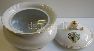 Lipcse címerével díszített jelzés nélküli porcelán bonbonier a belsején (nem látható helyen) sérült ...