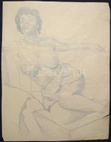 Jelzés nélkül: Akt, ceruza-papír, 30,5x23,5cm