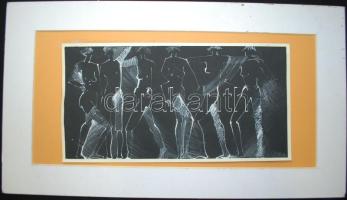 ~1960 Jelzés nélkül: Aktok, vegyes-technika-papír, 18x34cm, paszpartuban